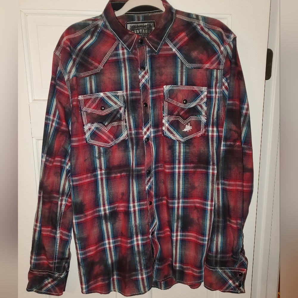 BKE Vintage Long Sleeve Pearl Snap Athletic Fit Shirt